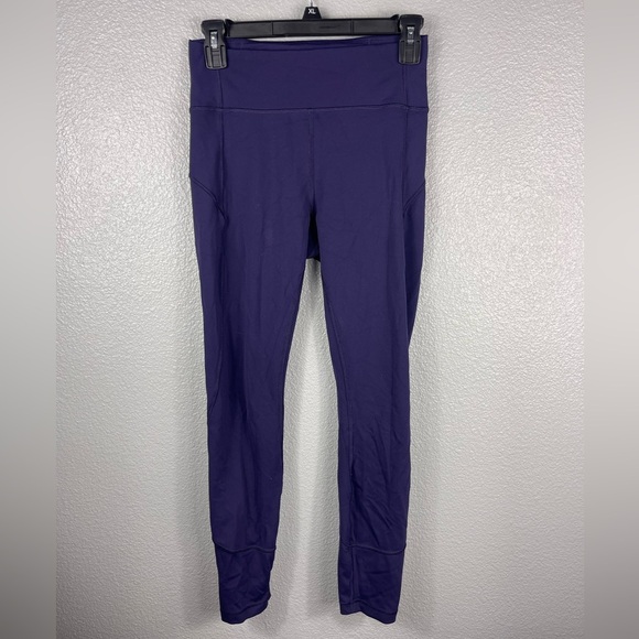 Lululemon 7/8 Ankle Leggings Activewear Pants Purple Waistband Pocket Womens 6 - Picture 2 of 7